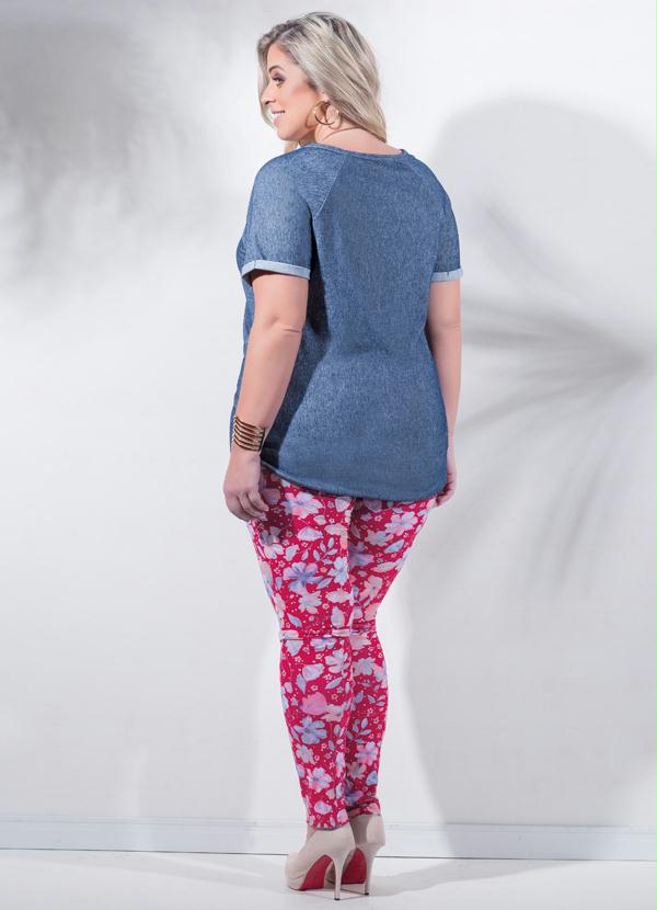 Marguerite - Blusa Mullet Azul Plus Size 4