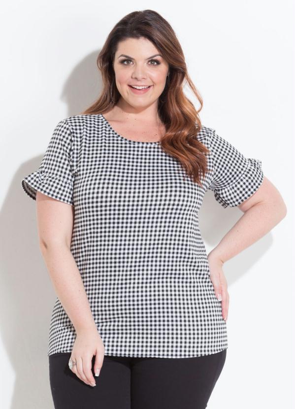 Quintess - Blusa Mullet com Babado Xadrez Vichy Quintess 5