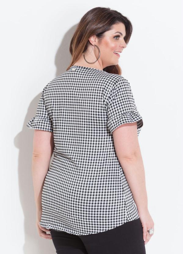 Quintess - Blusa Mullet com Babado Xadrez Vichy Quintess 6
