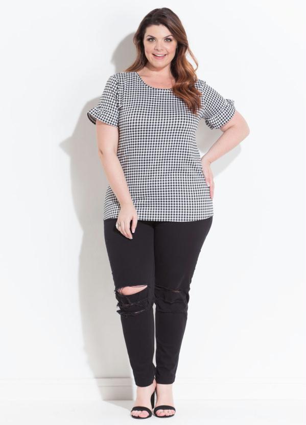 Quintess - Blusa Mullet com Babado Xadrez Vichy Quintess 7