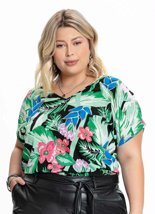 Outlet - Blusa Plus Size Floral Big Ampla