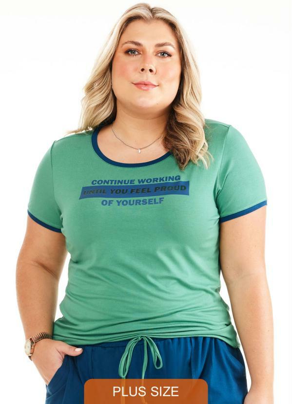 Lepoque - Blusa Plus Size Viscolycra com Estampa Verde