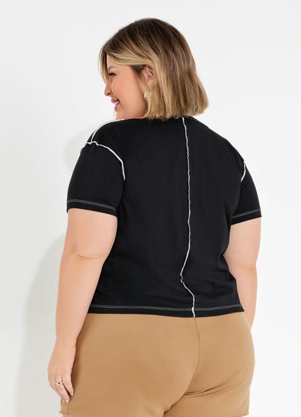 Marguerite - Blusa Preta com Costura Contrastante Plus Size 2