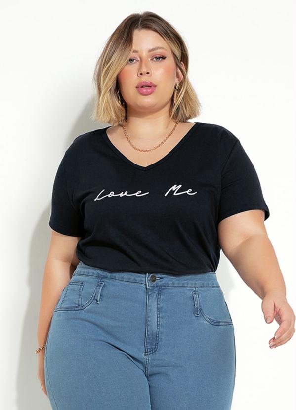 Marguerite - Blusa Preta com Estampa Metalizada Plus Size 5