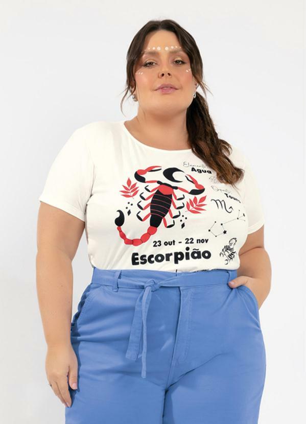 Blusa Signo Escorpião Off White Plus Size - Marguerite