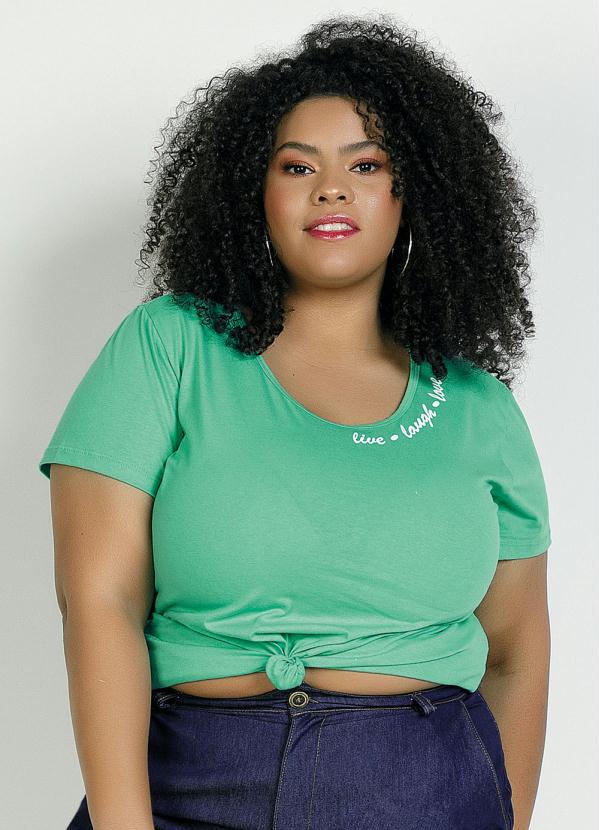 Blusa Verde Com Estampa No Decote Plus Size Marguerite