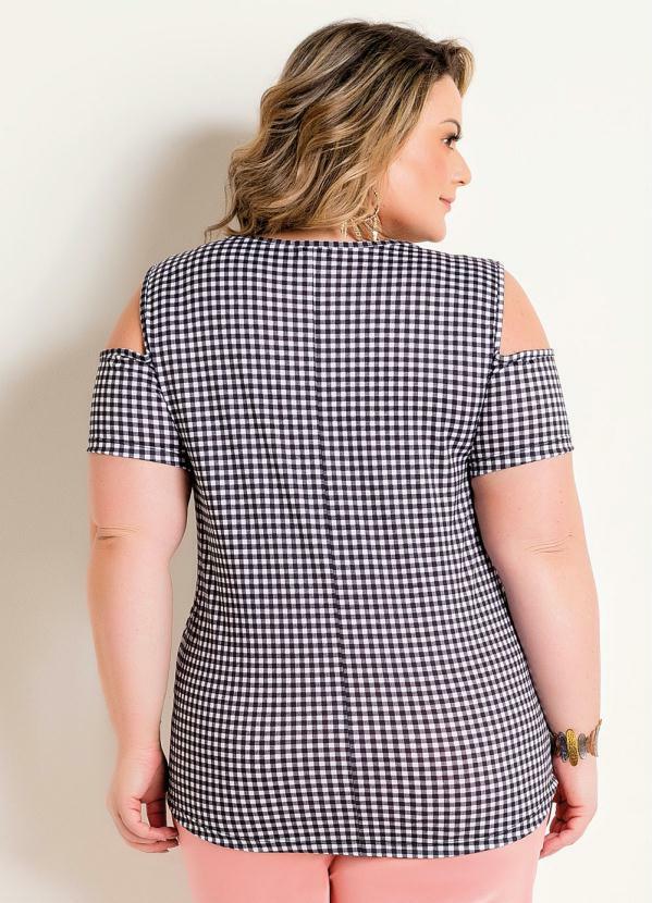 blusas plus size xadrez