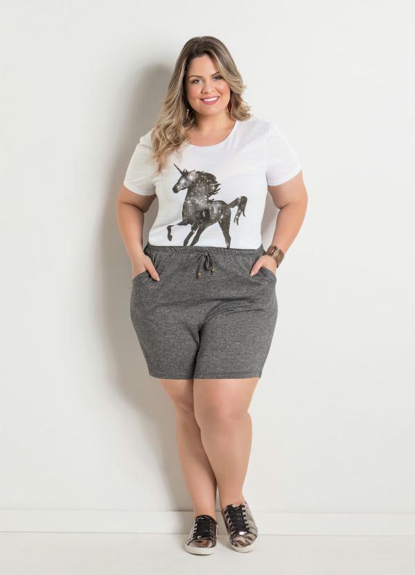 Marguerite - T-Shirt Branca Estampa Unicórnio Plus Size 3