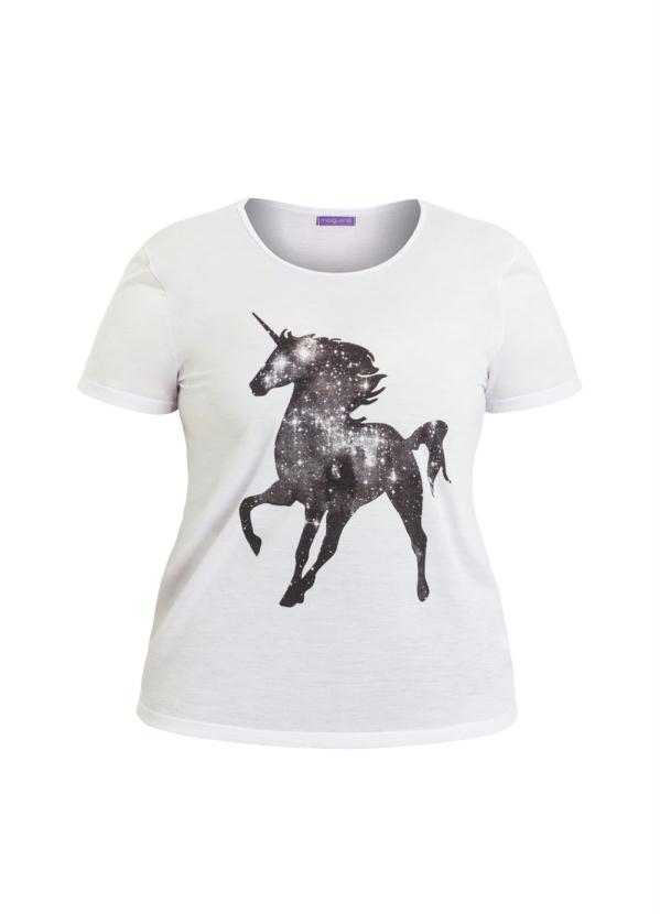 Marguerite - T-Shirt Branca Estampa Unicórnio Plus Size 5