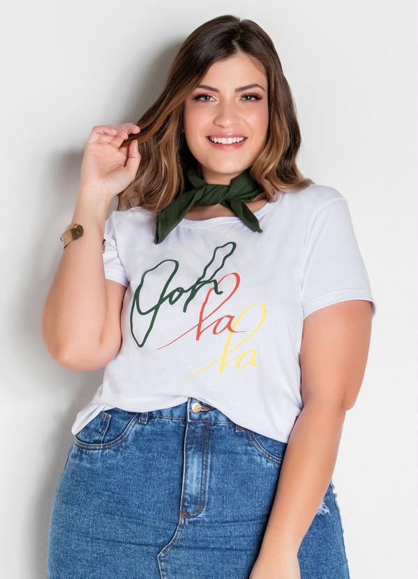 Marguerite - T-Shirt Branca Plus Size com Lenço Grátis