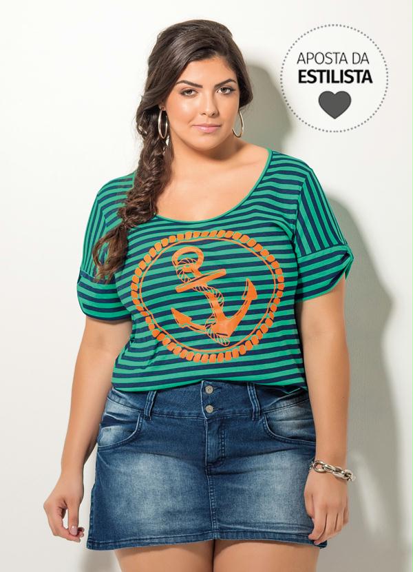 Quintess - T-Shirt Listrada Quintess Plus Size