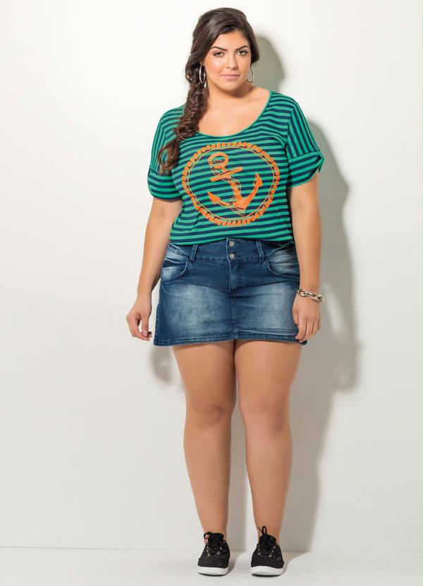 Quintess - T-Shirt Listrada Quintess Plus Size 3