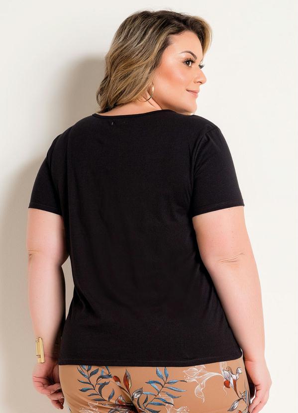 Marguerite - T-Shirt Preta Plus Size com Bordado em Paetês 2