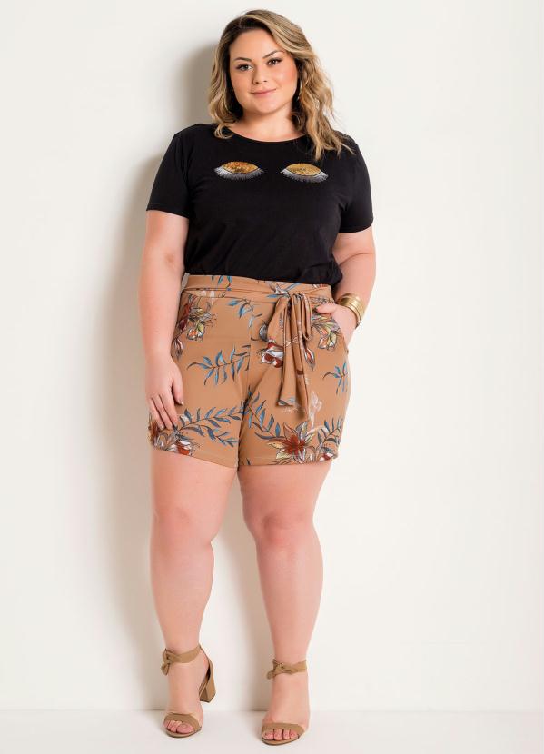 Marguerite - T-Shirt Preta Plus Size com Bordado em Paetês 3