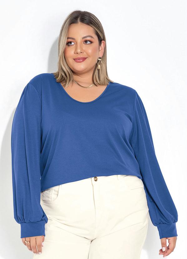 Conjunto de Calça e Blusa Marinho Plus Size - Marguerite