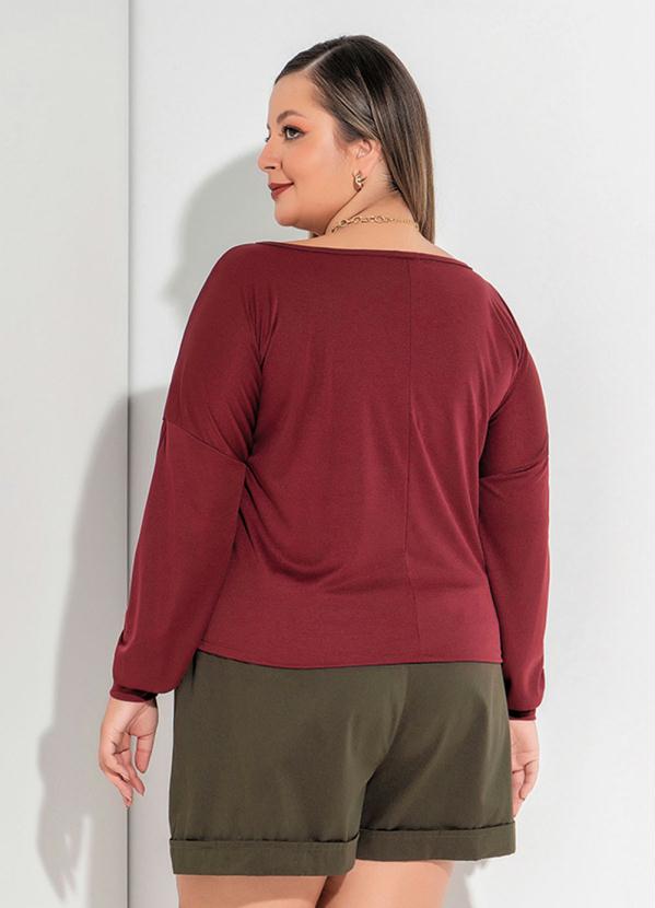 Marguerite - Blusa Bordô com Mangas Morcego Plus Size 2