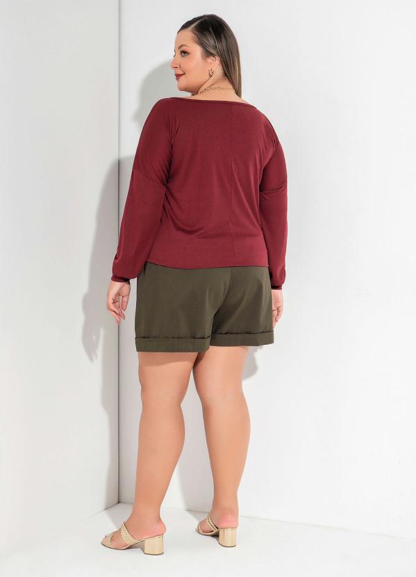 Marguerite - Blusa Bordô com Mangas Morcego Plus Size 4