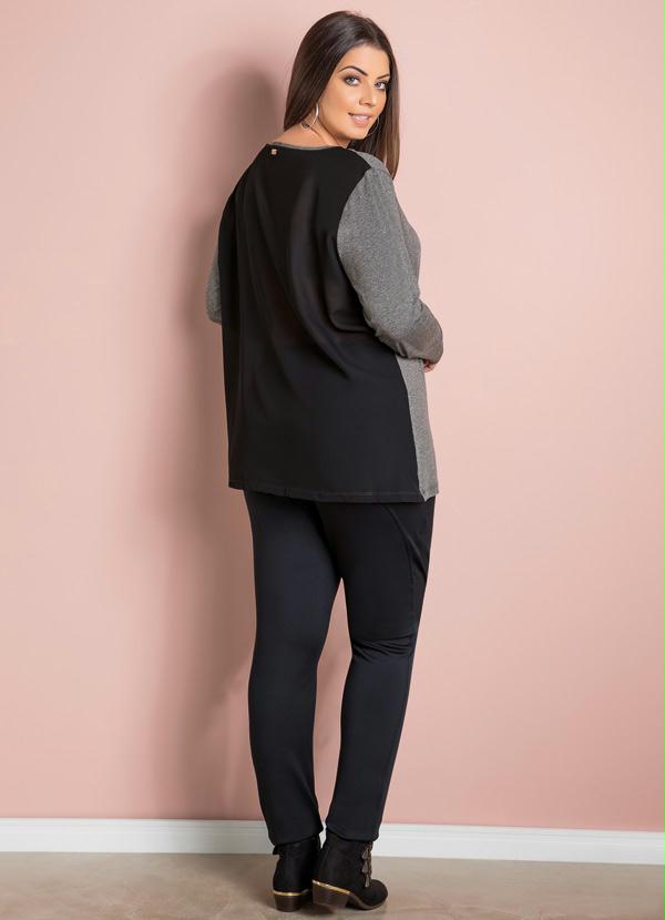 Quintess - Blusa com Transparência Mescla e Preta Plus Size 4
