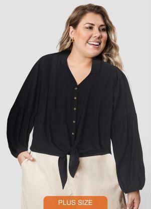 Queima Estoque - Blusa de Viscose Preta - QUEIMA ESTOQUE