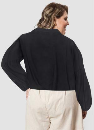 Outlet - Blusa de Viscose Preta - OUTLET