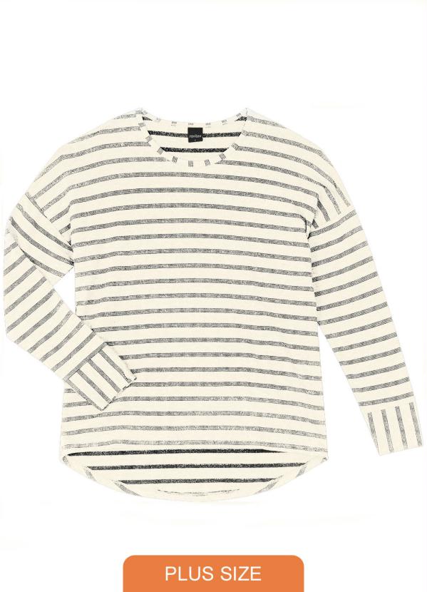 Rovitex Plus Size - Blusa Feminina Manga Longa Bege