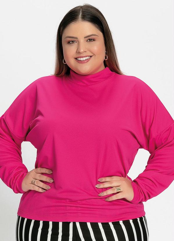 Marguerite - Blusa Gola Alta Pink Plus Size