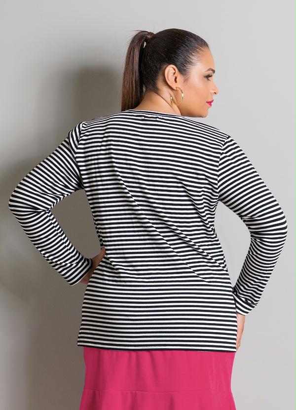 Marguerite - Blusa Manga Longa com Vazado Listrada Plus Size 2