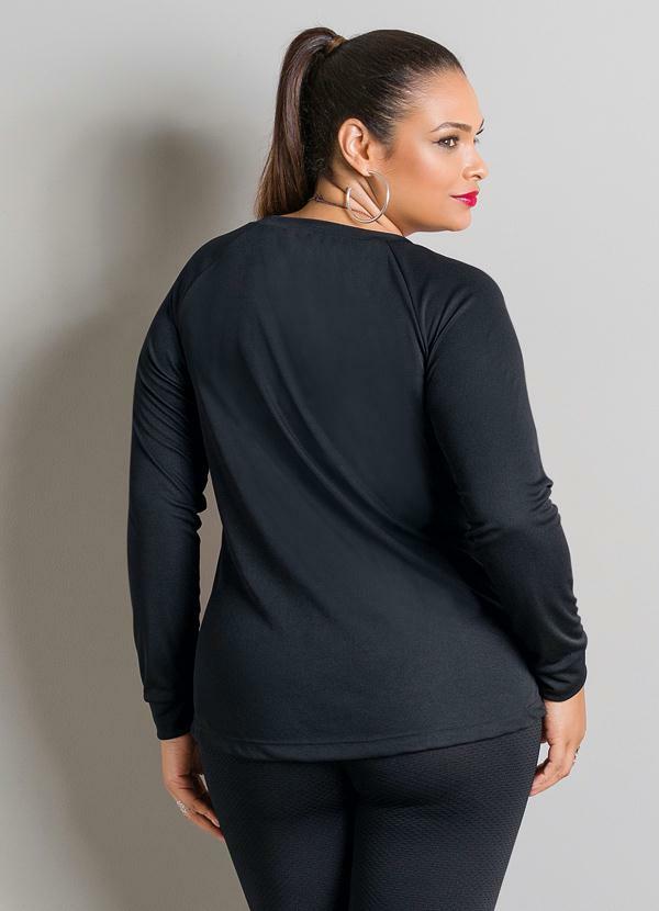 Marguerite - Blusa Manga Longa Preta e Vermelha Plus Size 2