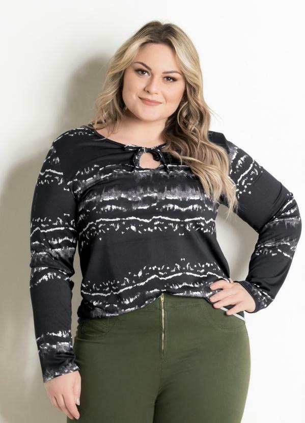 Marguerite - Blusa Manga Longa Tie Dye Plus Size Marguerite