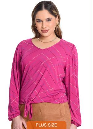 Secret Glam - Blusa Manga Longa Viscotorcion Rosa - SECRET GLAM