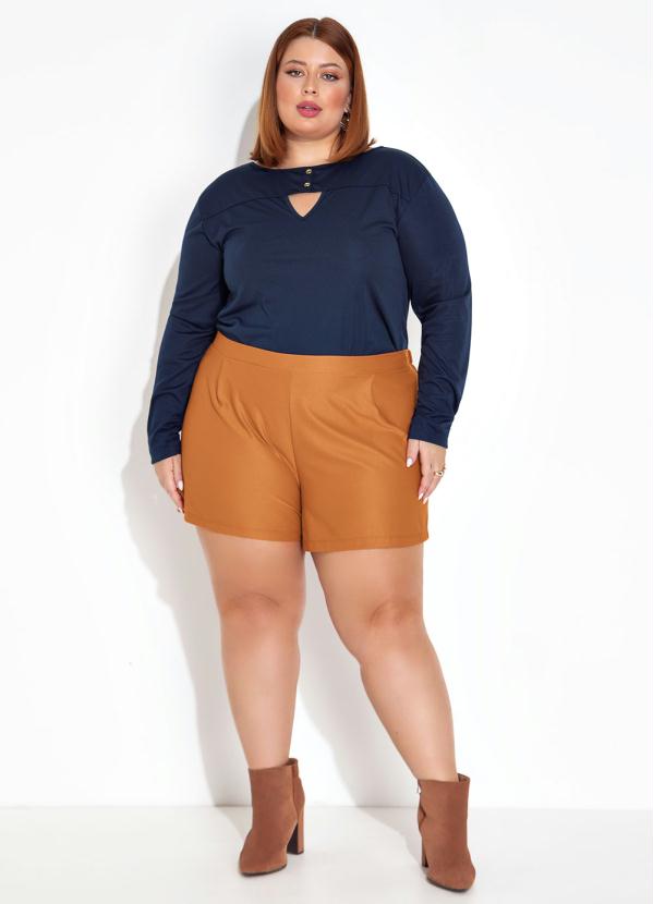 Marguerite - Blusa Marinho com Botões e Gota Plus Size 2