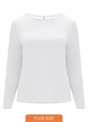Lunender Mais Mulher - Blusa Mullet Manga Longa Branco - LUNENDER MAIS MULHER