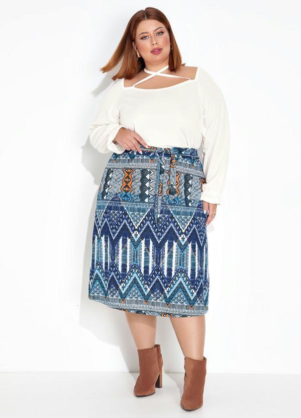 Marguerite - Blusa Off White Amarração no Decote Plus Size 3