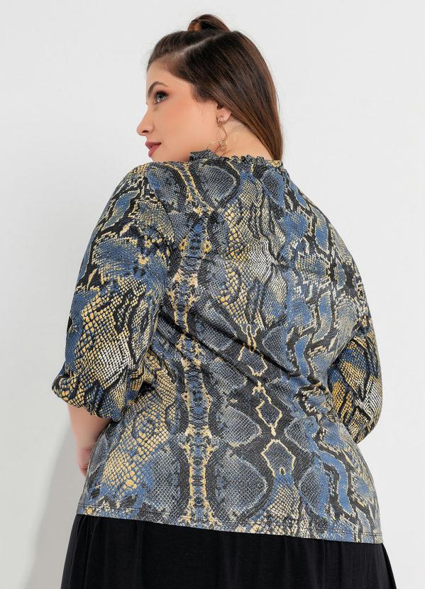 Outlet - Blusa Plus Size Cobra Azulada com Babado 2