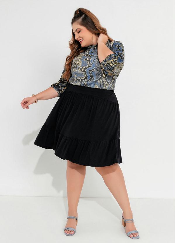Outlet - Blusa Plus Size Cobra Azulada com Babado 4