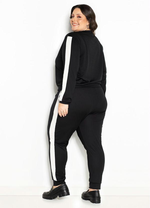 Marguerite - Blusa Preta com Recortes Contrastantes Plus Size 4
