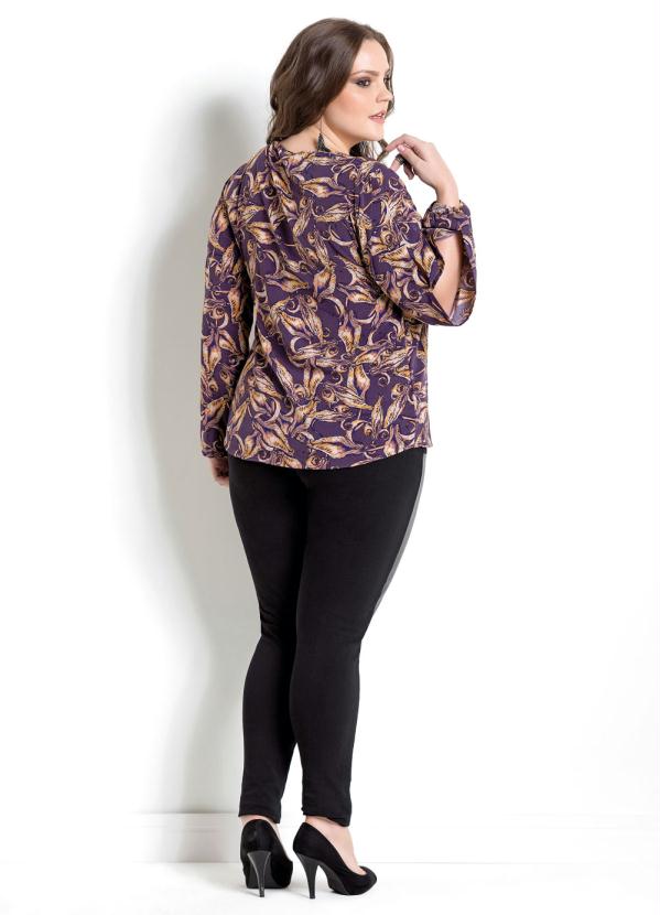 Quintess - Blusa Quintess Estampada Manga Vazada Plus Size 4