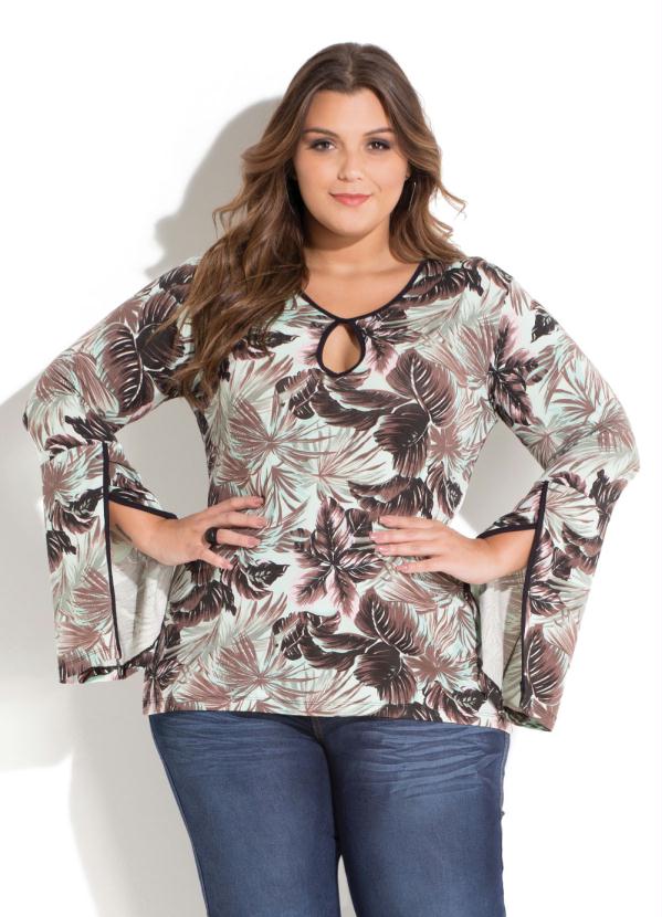 Blusa Quintess Floral Abertura Nas Mangas Quintess