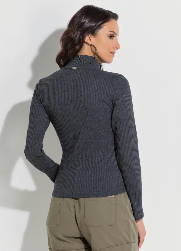 Quintess - Blusa Quintess Mescla Chumbo em Malha Canelada 2