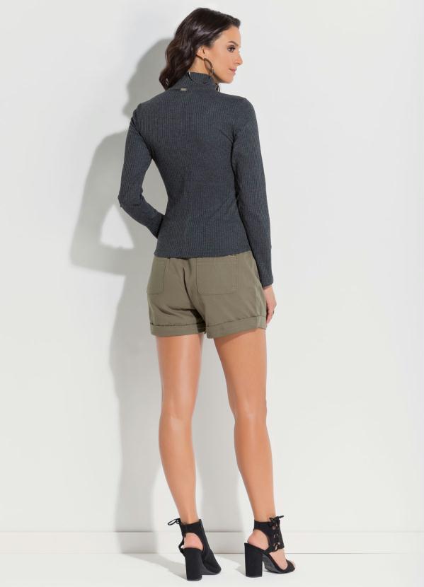 Quintess - Blusa Quintess Mescla Chumbo em Malha Canelada 4