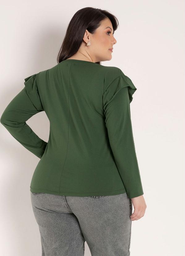 Marguerite - Blusa Verde com Estampa e Babadinhos Plus Size 2