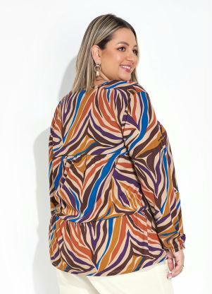 Marguerite - Blusa Zebra Bege com Franzidos Plus Size - MARGUERITE