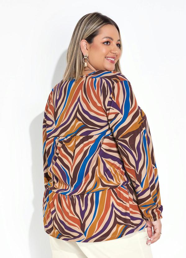 Marguerite - Blusa Zebra Bege com Franzidos Plus Size 2