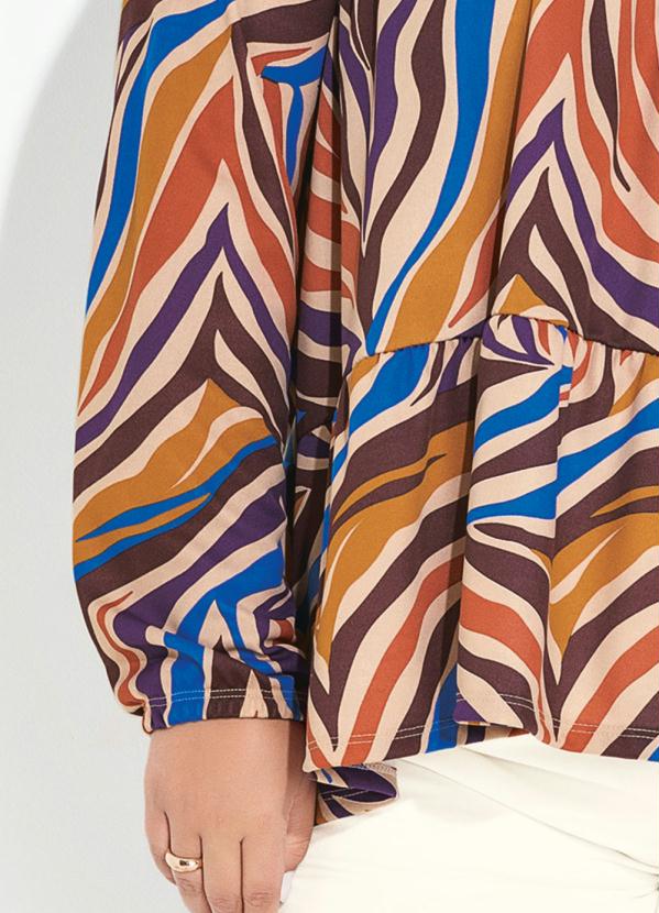 Marguerite - Blusa Zebra Bege com Franzidos Plus Size 3