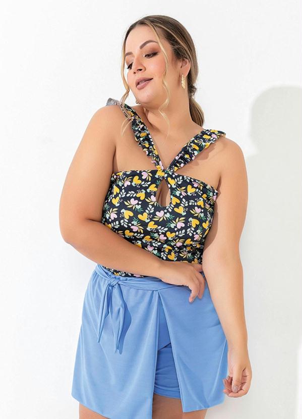 Marguerite - Blusa Corações e Folhas Decote Vazado Plus Size