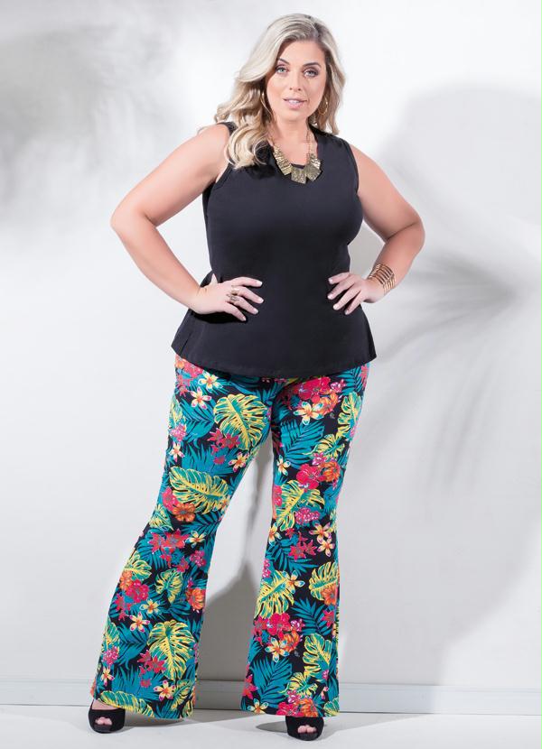 Marguerite - Blusa Peplum sem Manga Preta Plus Size 3