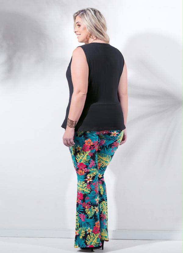 Marguerite - Blusa Peplum sem Manga Preta Plus Size 4