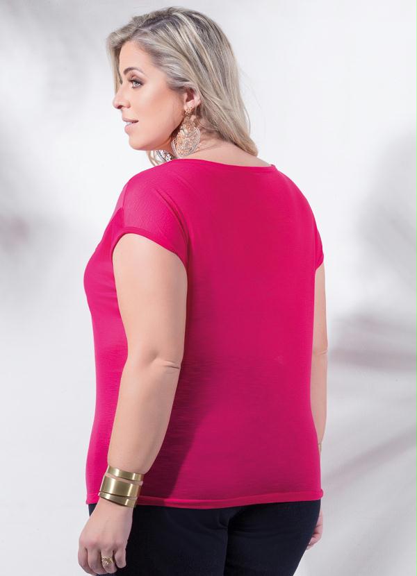 Marguerite - Blusa Pink com Recorte de Tule Plus Size 2