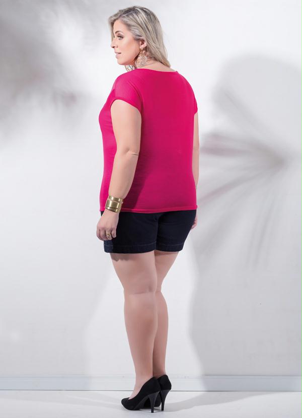 Marguerite - Blusa Pink com Recorte de Tule Plus Size 4