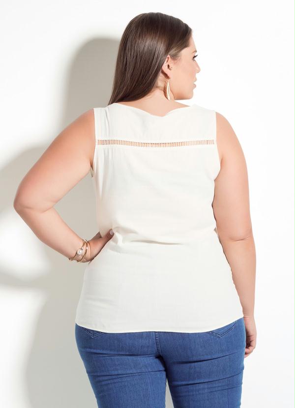 Quintess - Blusa Quintess Crú Detalhe de Renda Plus Size 2